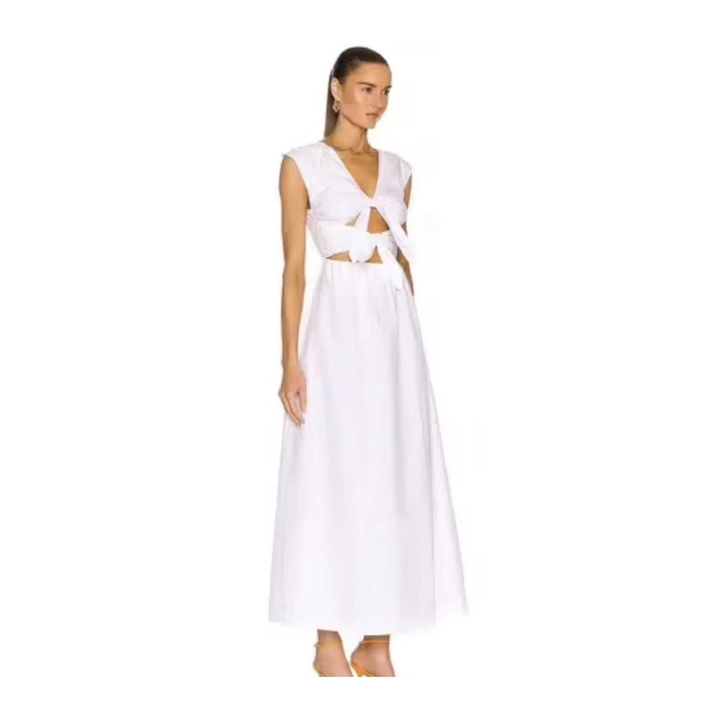 SIR the Label Anja White Cotton Tie Cut Out Maxi Dress Size Small